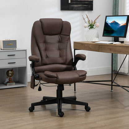 6 Point Vibrating Massage Office Chair Microfiber High Back Executive Office Chair with Heat, Padded Armrests and Remote