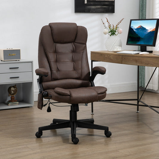 6 Point Vibrating Massage Office Chair Microfiber High Back Executive Office Chair with Heat, Padded Armrests and Remote