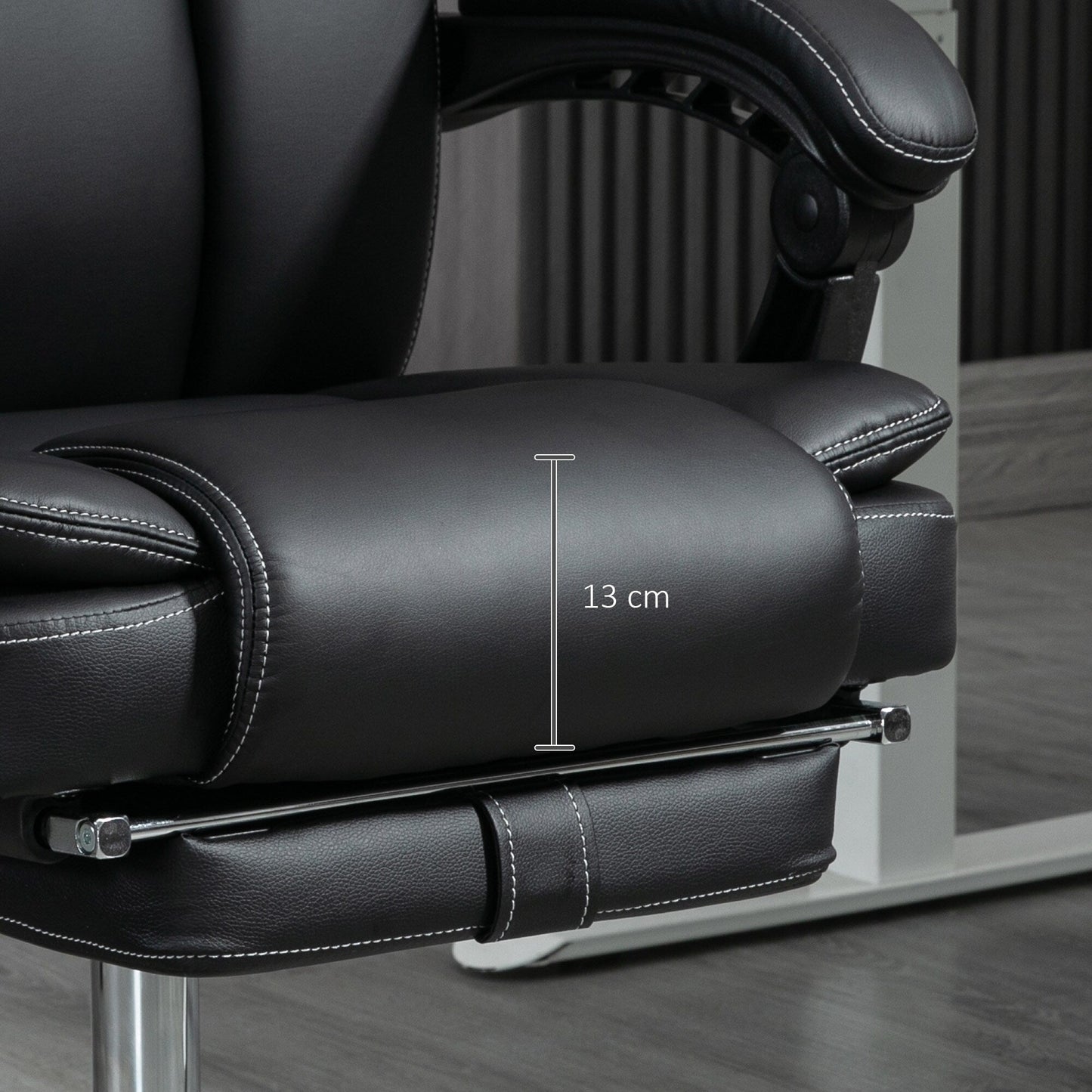 6 Point Vibration Massage Office Chair Reclining PU Leather Upholstery Computer Chair with Lumbar Heating and Footrest
