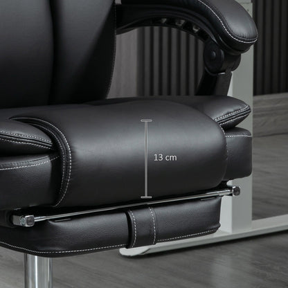 6 Point Vibration Massage Office Chair Reclining PU Leather Upholstery Computer Chair with Lumbar Heating and Footrest