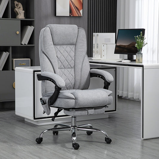 6 Point Vibration Massage Office Recliner Chair Ergonomic Swivel Computer Chair with Lumbar Heat, Footrest and Adjustable Height