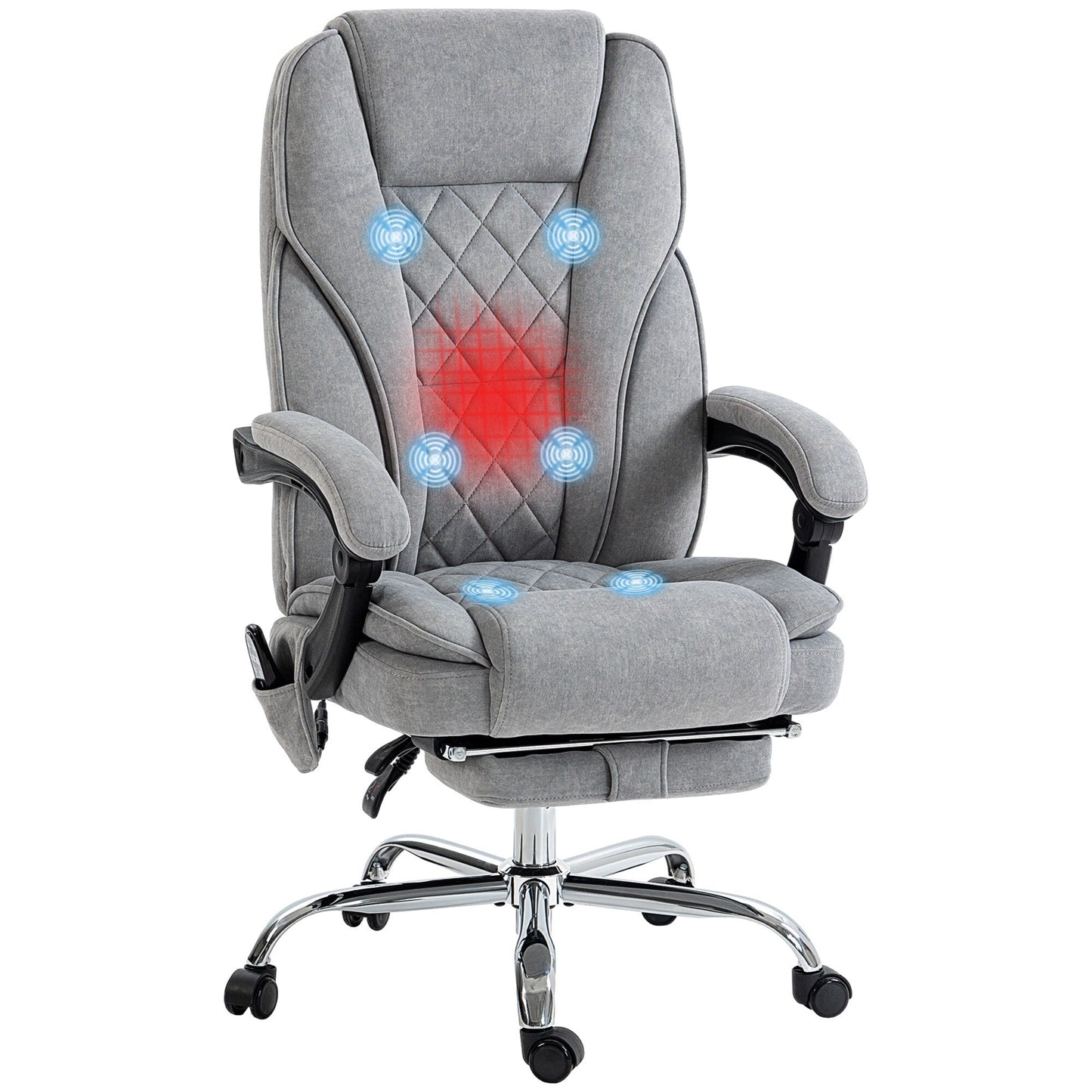 6 Point Vibration Massage Office Recliner Chair Ergonomic Swivel Computer Chair with Lumbar Heat, Footrest and Adjustable Height
