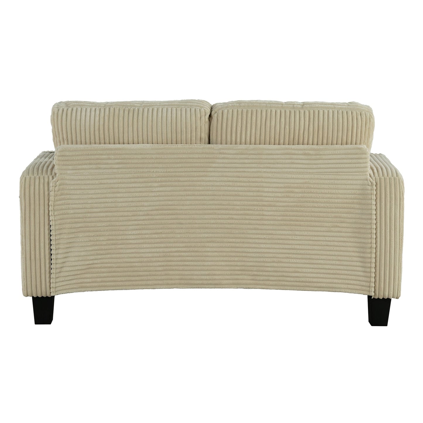 61 Contemporary Corduroy Loveseat Sofa with 2 Pillows and Cup Holder