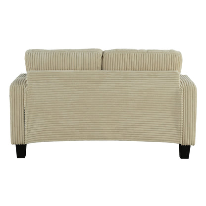 61 Contemporary Corduroy Loveseat Sofa with 2 Pillows and Cup Holder
