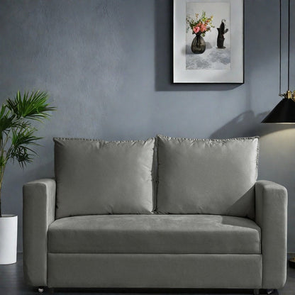 62.5 Fabric 2-Seater Sofa Bed, 2-in-1 Sleeper with Split Armrest (800lb Capacity)