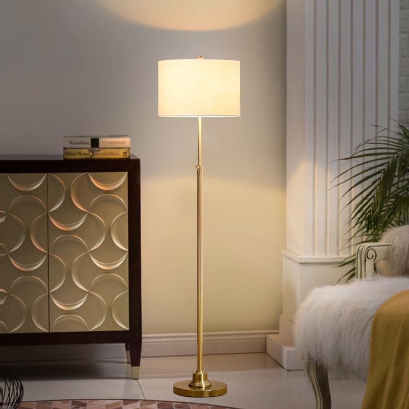KAWOTI 63.5 Standard Adjustable Floor Lamp with Fabric Linen Shade
