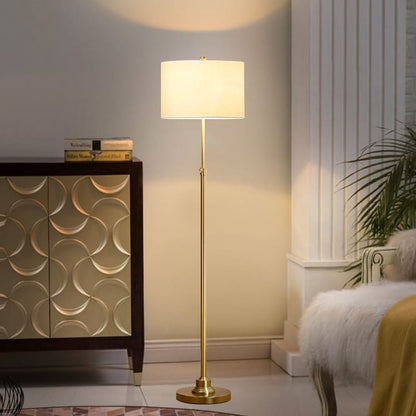 KAWOTI 63.5 Standard Adjustable Floor Lamp with Fabric Linen Shade