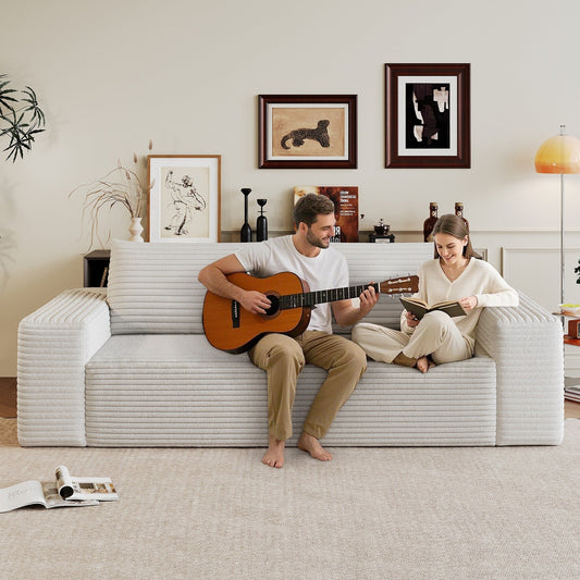 63 2Setaser Sofa, Corduroy Fabric, Deep Seat Couches, No Assembly, 1pcs for Living room, Bedroom,Conference room
