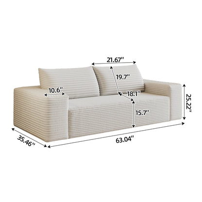 63 2Setaser Sofa, Corduroy Fabric, Deep Seat Couches, No Assembly, 1pcs for Living room, Bedroom,Conference room