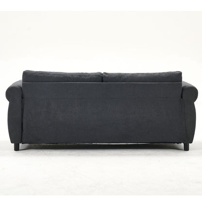 63 Polyester 3-Seater Sleeper Sofa with Pull-Out Mattress and Retro Rivet Armrests