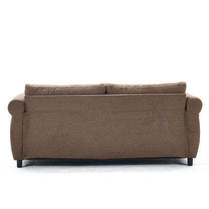 63 Polyester 3-Seater Sleeper Sofa with Pull-Out Mattress and Retro Rivet Armrests