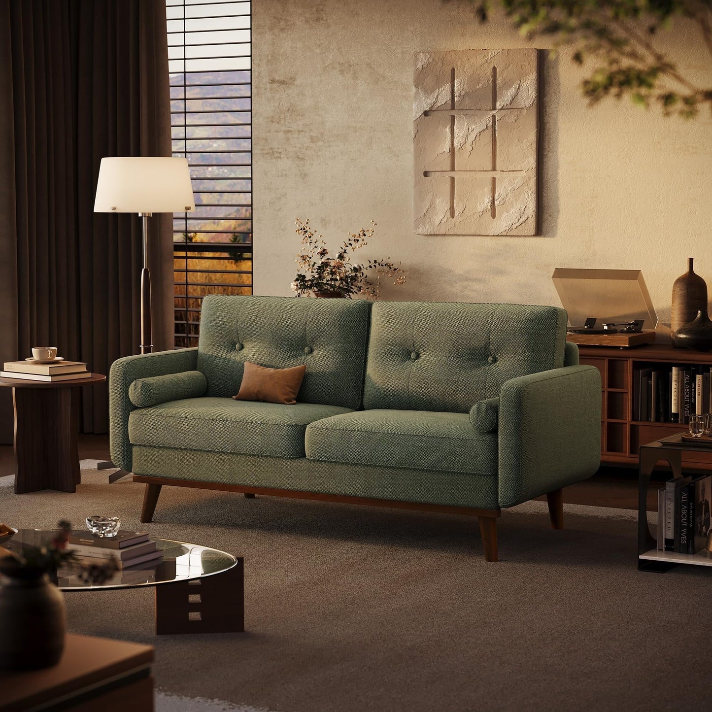 64 Loveseat Sofa, Mid Century Modern Couch Comfy Love Seat Couches for Living Room