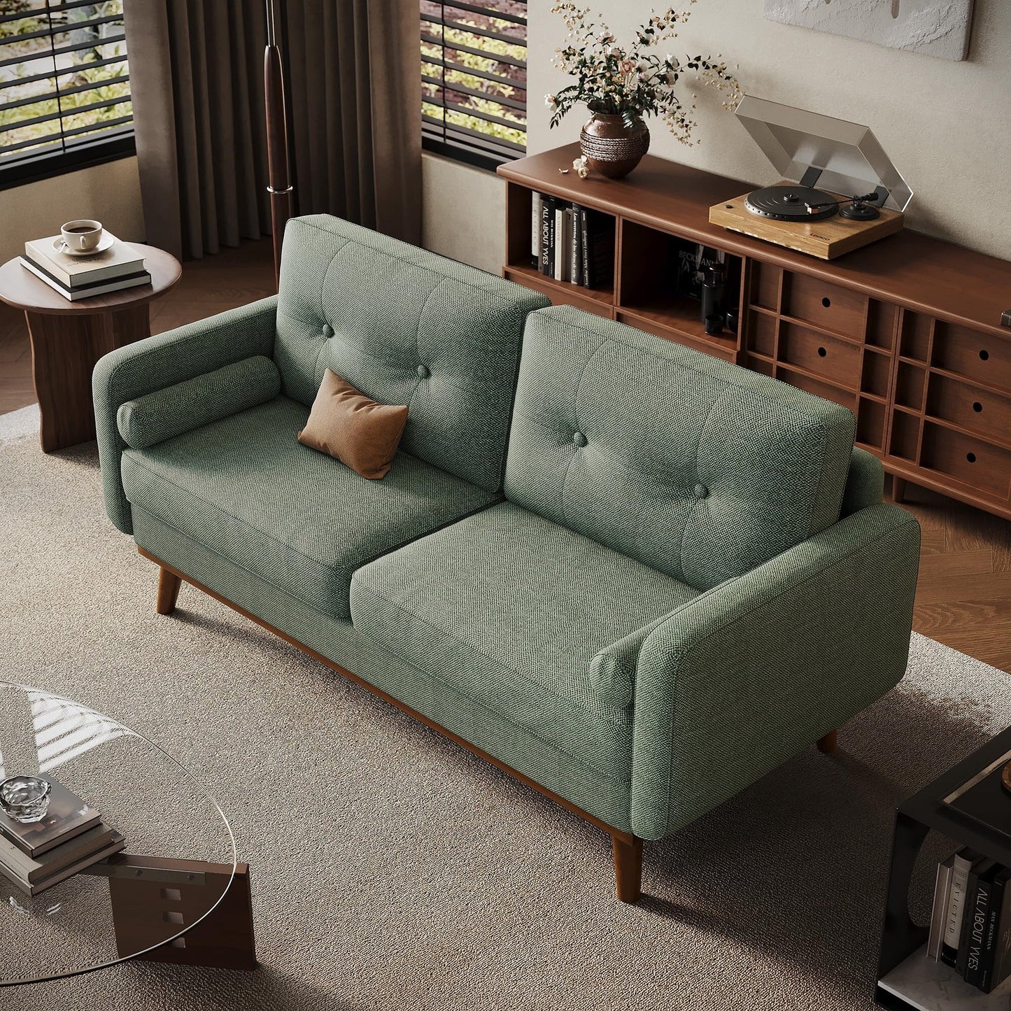 64 Loveseat Sofa, Mid Century Modern Couch Comfy Love Seat Couches for Living Room