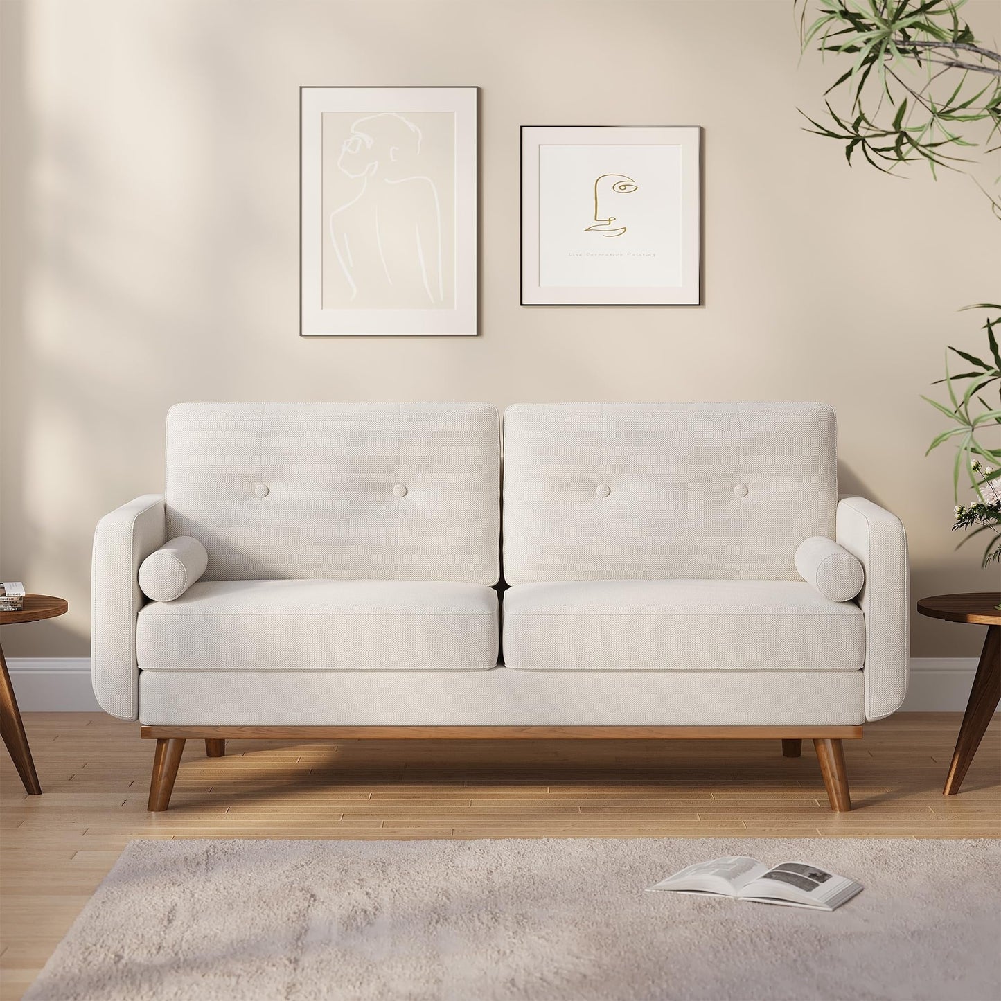 64 Loveseat Sofa, Mid Century Modern Couch Comfy Love Seat Couches for Living Room