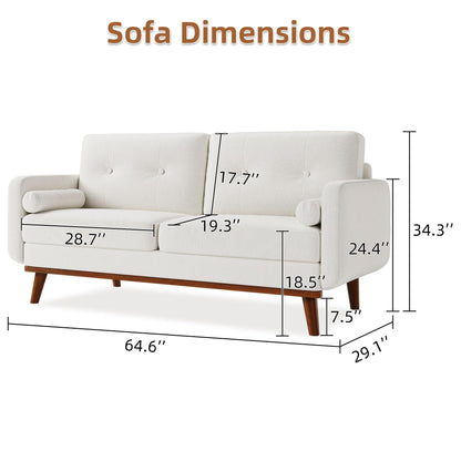 64 Loveseat Sofa, Mid Century Modern Couch Comfy Love Seat Couches for Living Room
