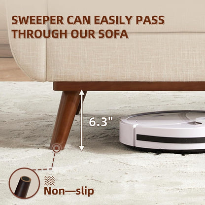 65.2 Mid Century Loveseat - Tufted Small Sofa for Living Room & Bedroom, Easy Assembly (Beige)