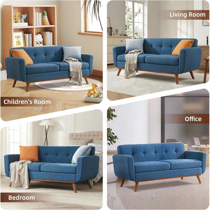 65.2 Mid Century Loveseat - Tufted Small Sofa for Living Room & Bedroom, Easy Assembly (Beige)