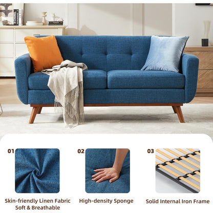 65.2 Mid Century Loveseat - Tufted Small Sofa for Living Room & Bedroom, Easy Assembly (Beige)