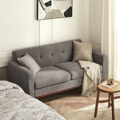 65.2 Mid Century Loveseat - Tufted Small Sofa for Living Room & Bedroom, Easy Assembly (Beige)