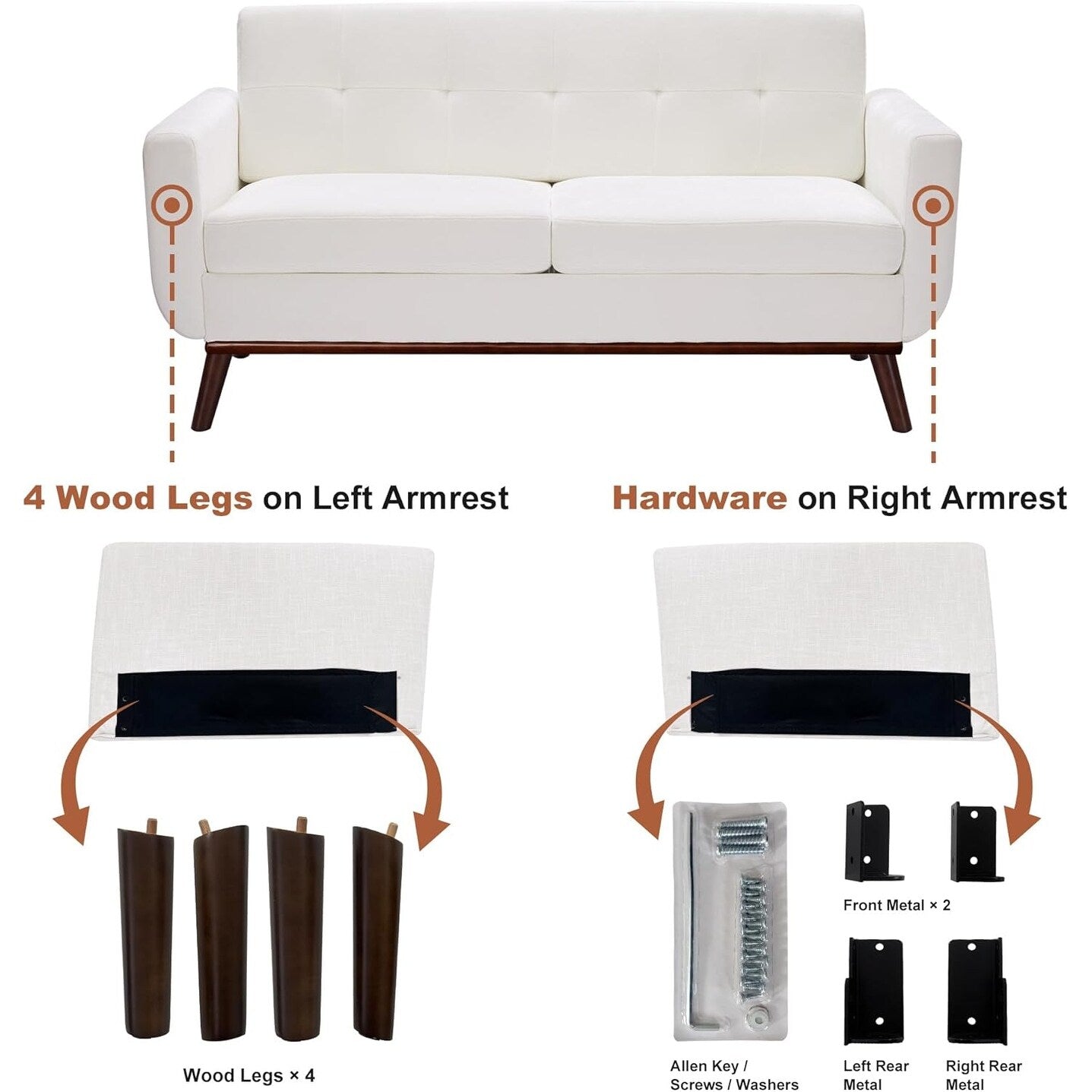 65.2 Mid Century Loveseat - Tufted Small Sofa for Living Room & Bedroom, Easy Assembly (Beige)