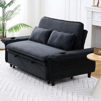 65.74-Inch Letter Striped Fabric Multi-Functional Sofa Bed,Suitable For Bedrooms And Living Rooms