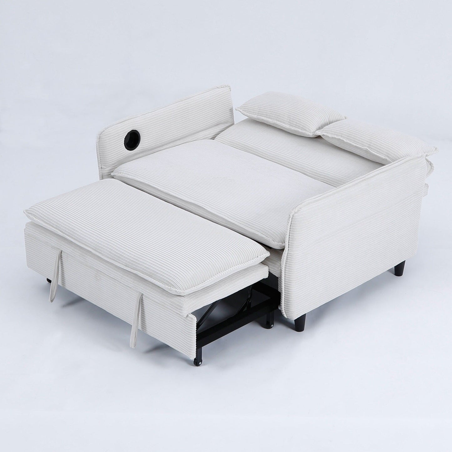 65.74-Inch Letter Striped Fabric Multi-Functional Sofa Bed,Suitable For Bedrooms And Living Rooms