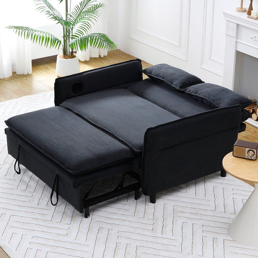 65.74-Inch Letter Striped Fabric Multi-Functional Sofa Bed,Suitable For Bedrooms And Living Rooms