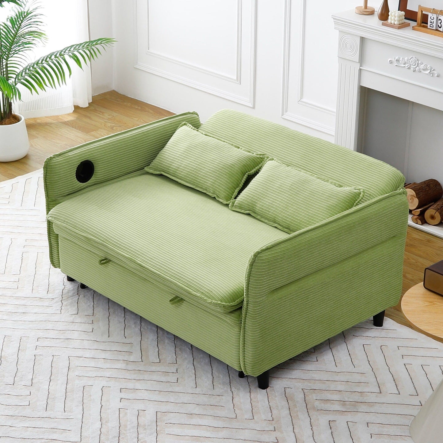 65.74-Inch Letter Striped Fabric Multi-Functional Sofa Bed,Suitable For Bedrooms And Living Rooms