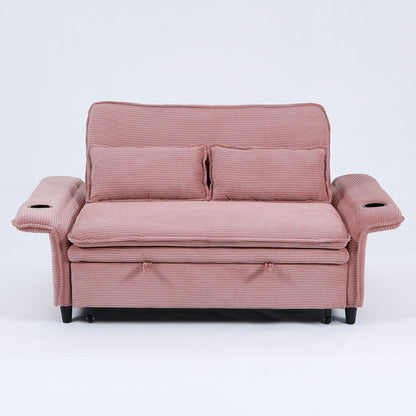 65.74-Inch Letter Striped Fabric Multi-Functional Sofa Bed,Suitable For Bedrooms And Living Rooms