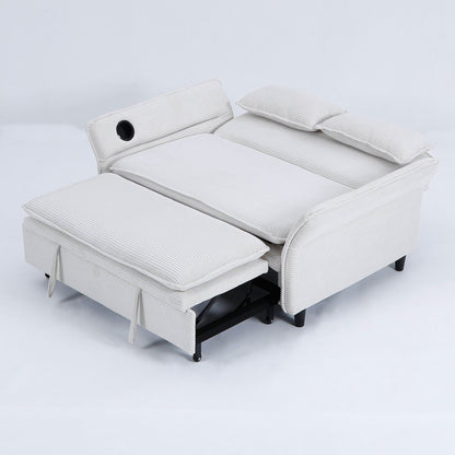 65.74-Inch Letter Striped Fabric Multi-Functional Sofa Bed,Suitable For Bedrooms And Living Rooms