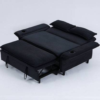 65.74-Inch Letter Striped Fabric Multi-Functional Sofa Bed,Suitable For Bedrooms And Living Rooms