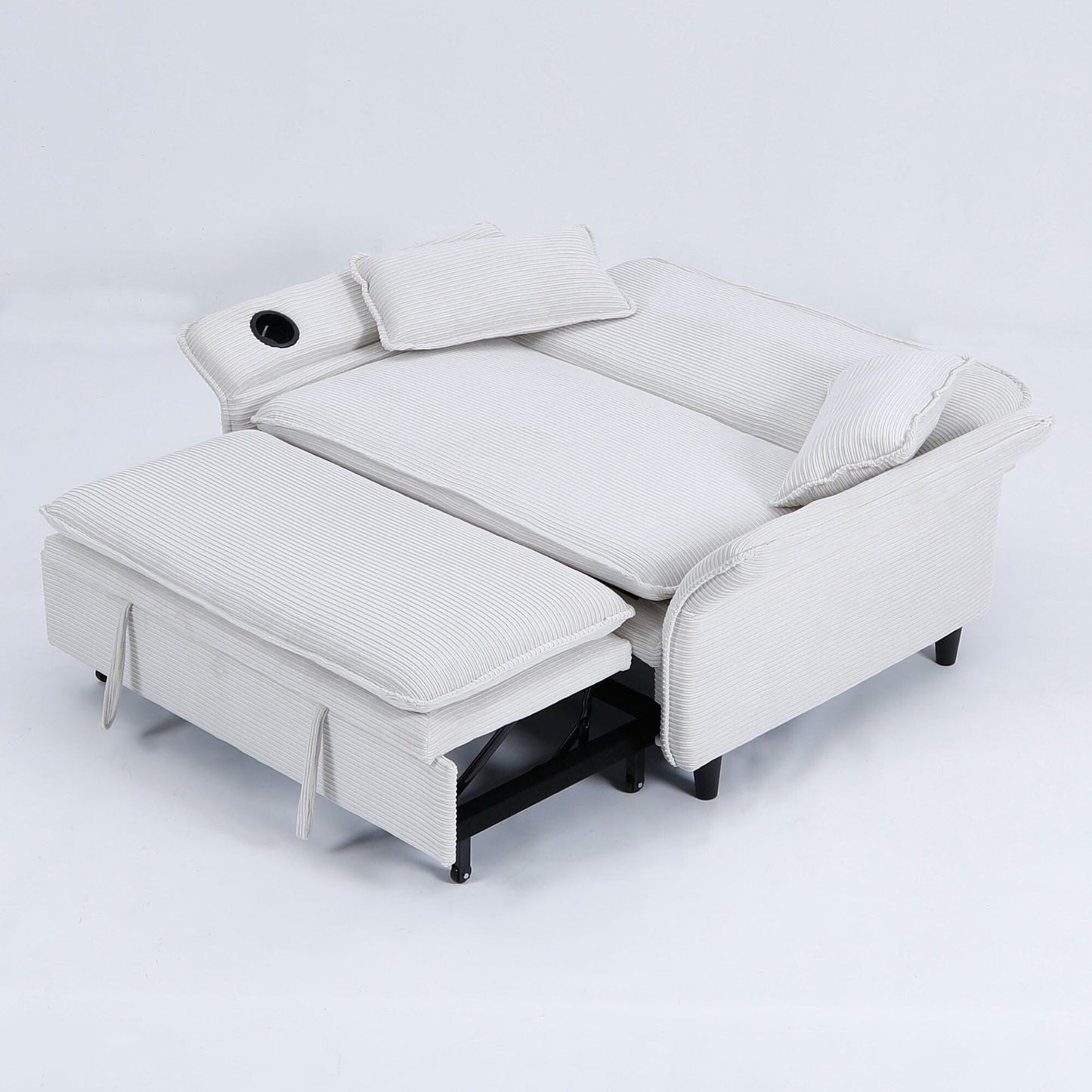 65.74-Inch Letter Striped Fabric Multi-Functional Sofa Bed,Suitable For Bedrooms And Living Rooms