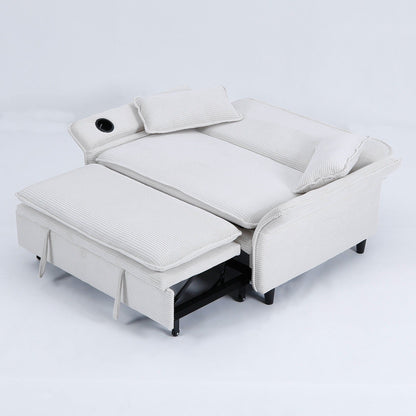 65.74-inch pink letter striped fabric multi-functional sofa bed,armrests and backrests are adjustable