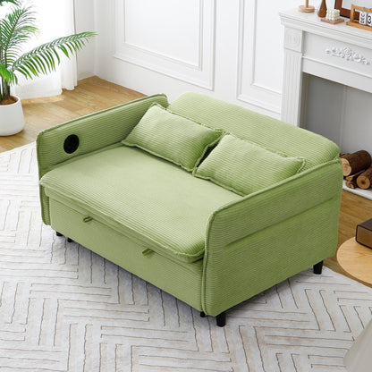65.74-inch pink letter striped fabric multi-functional sofa bed,armrests and backrests are adjustable