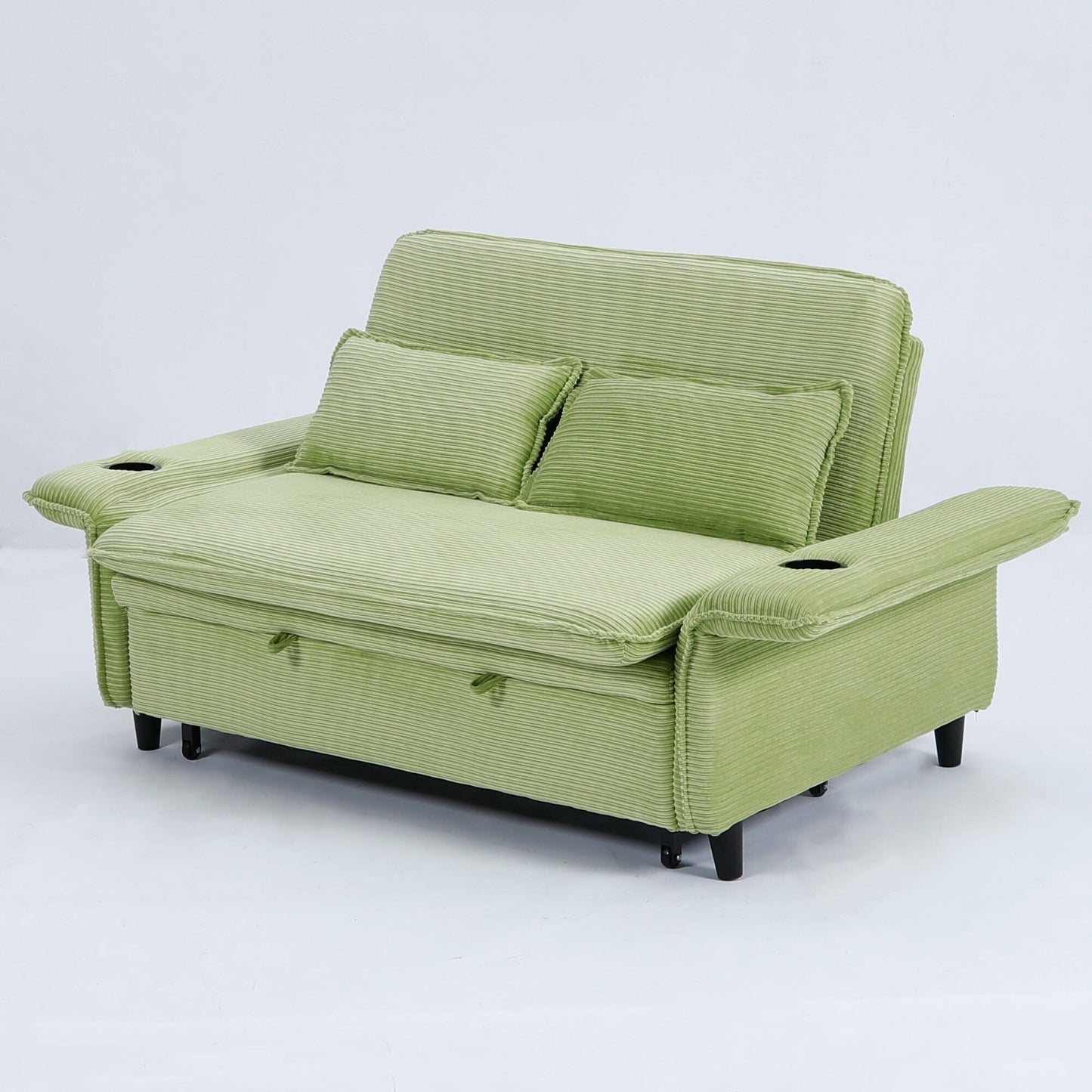 65.74-inch pink letter striped fabric multi-functional sofa bed,armrests and backrests are adjustable