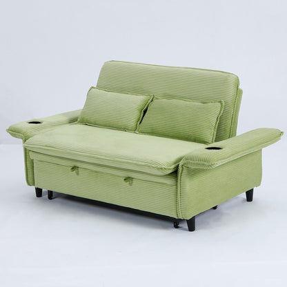 65.74-inch pink letter striped fabric multi-functional sofa bed,armrests and backrests are adjustable