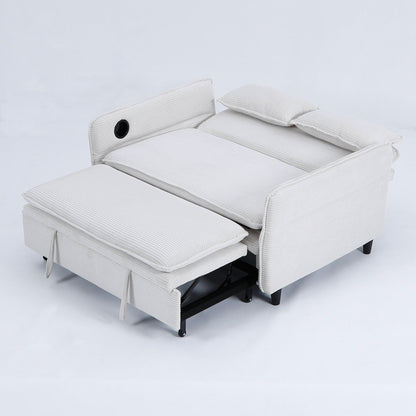 65.74-inch pink letter striped fabric multi-functional sofa bed,armrests and backrests are adjustable