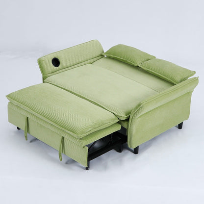 65.74-inch pink letter striped fabric multi-functional sofa bed,armrests and backrests are adjustable