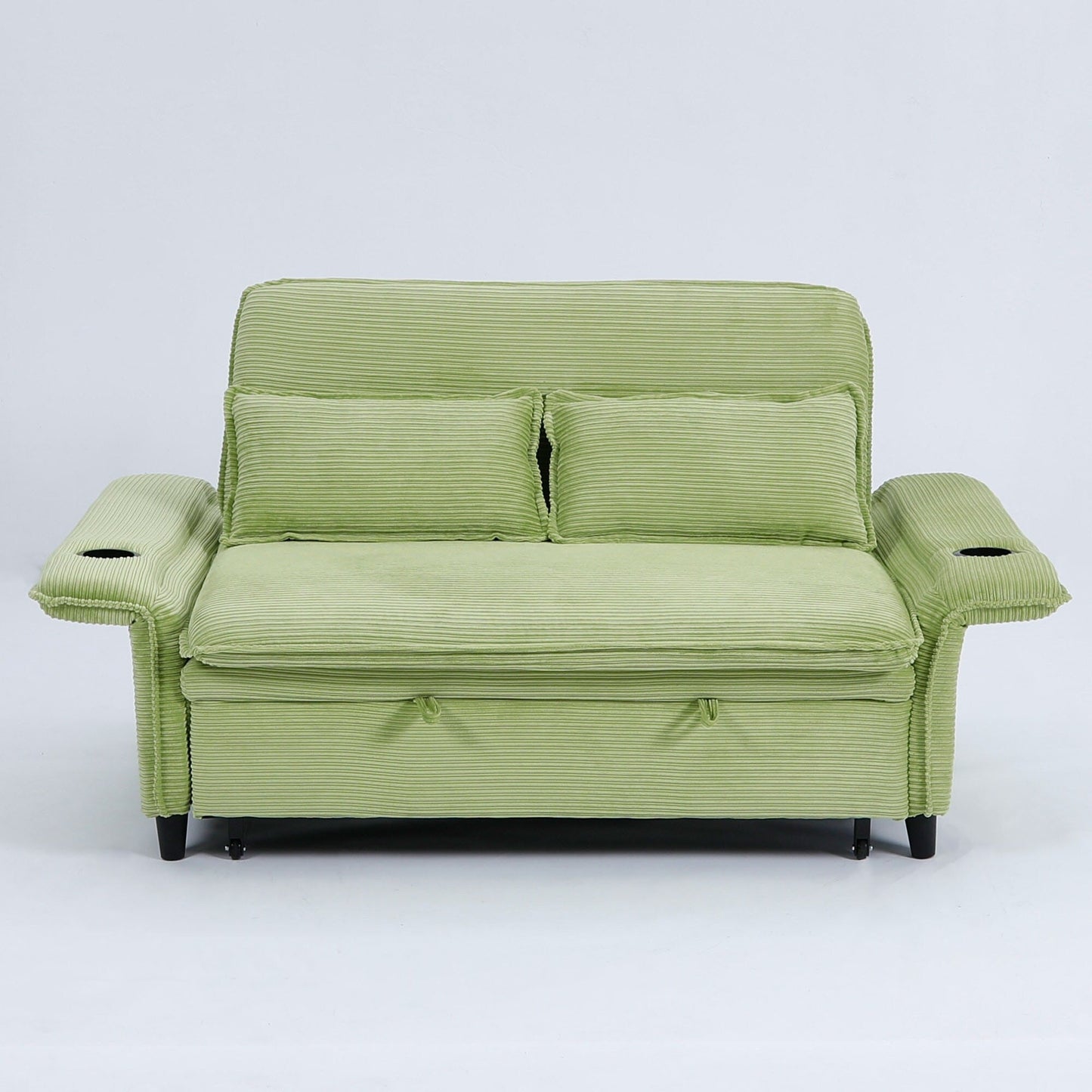65.74-inch pink letter striped fabric multi-functional sofa bed,armrests and backrests are adjustable