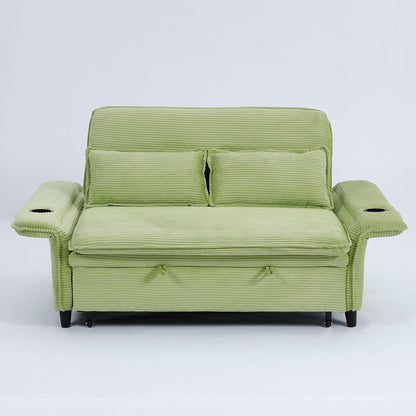 65.74-inch pink letter striped fabric multi-functional sofa bed,armrests and backrests are adjustable