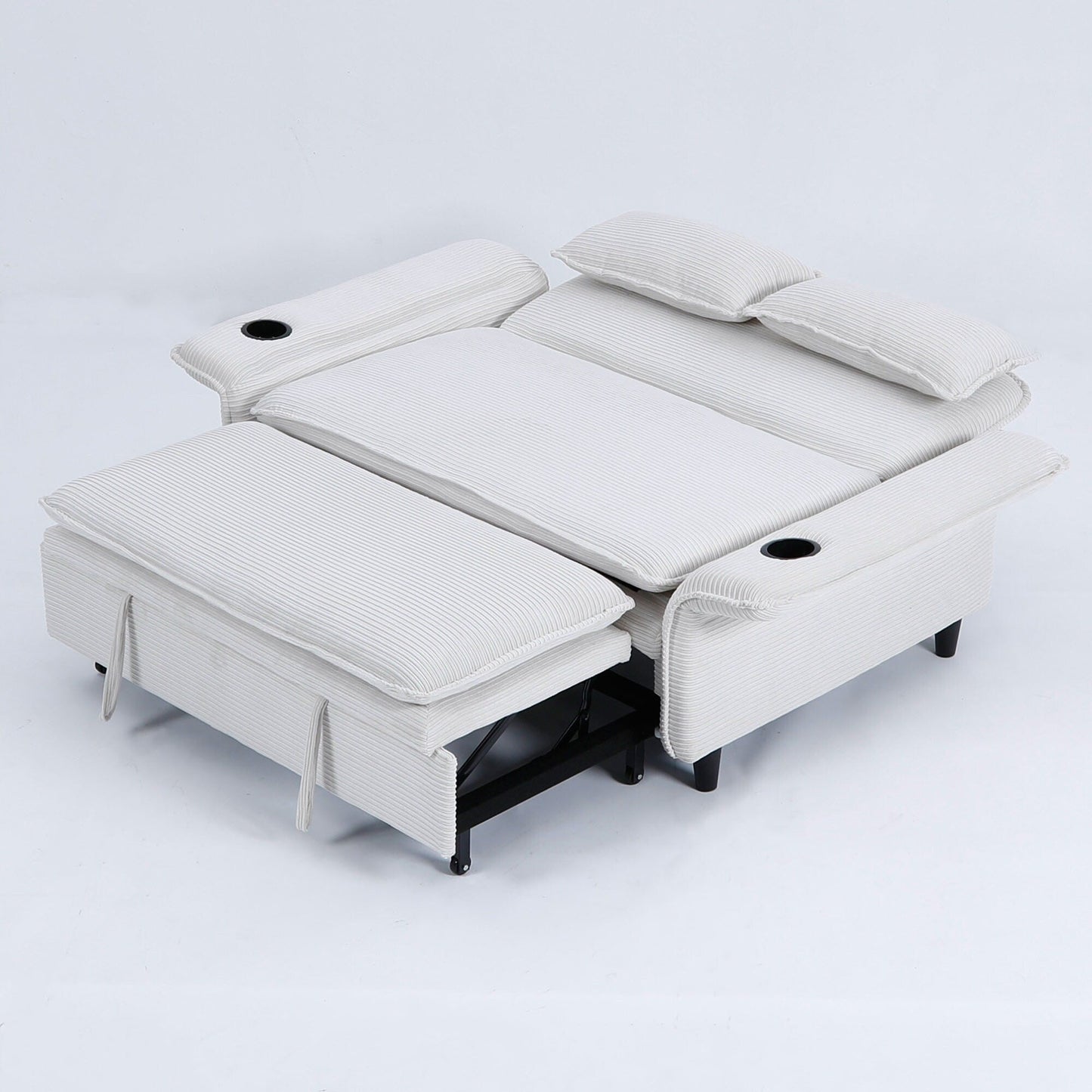 65.74-inch pink letter striped fabric multi-functional sofa bed,armrests and backrests are adjustable
