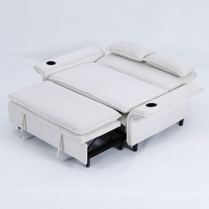 65.74-inch pink letter striped fabric multi-functional sofa bed,armrests and backrests are adjustable