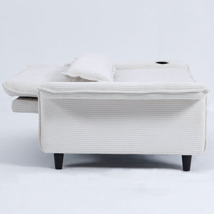65.74-inch pink letter striped fabric multi-functional sofa bed,armrests and backrests are adjustable