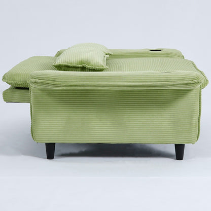 65.74-inch pink letter striped fabric multi-functional sofa bed,armrests and backrests are adjustable