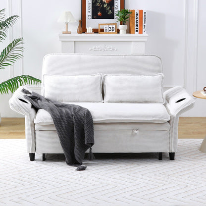 65.74-inch pink letter striped fabric multi-functional sofa bed,armrests and backrests are adjustable