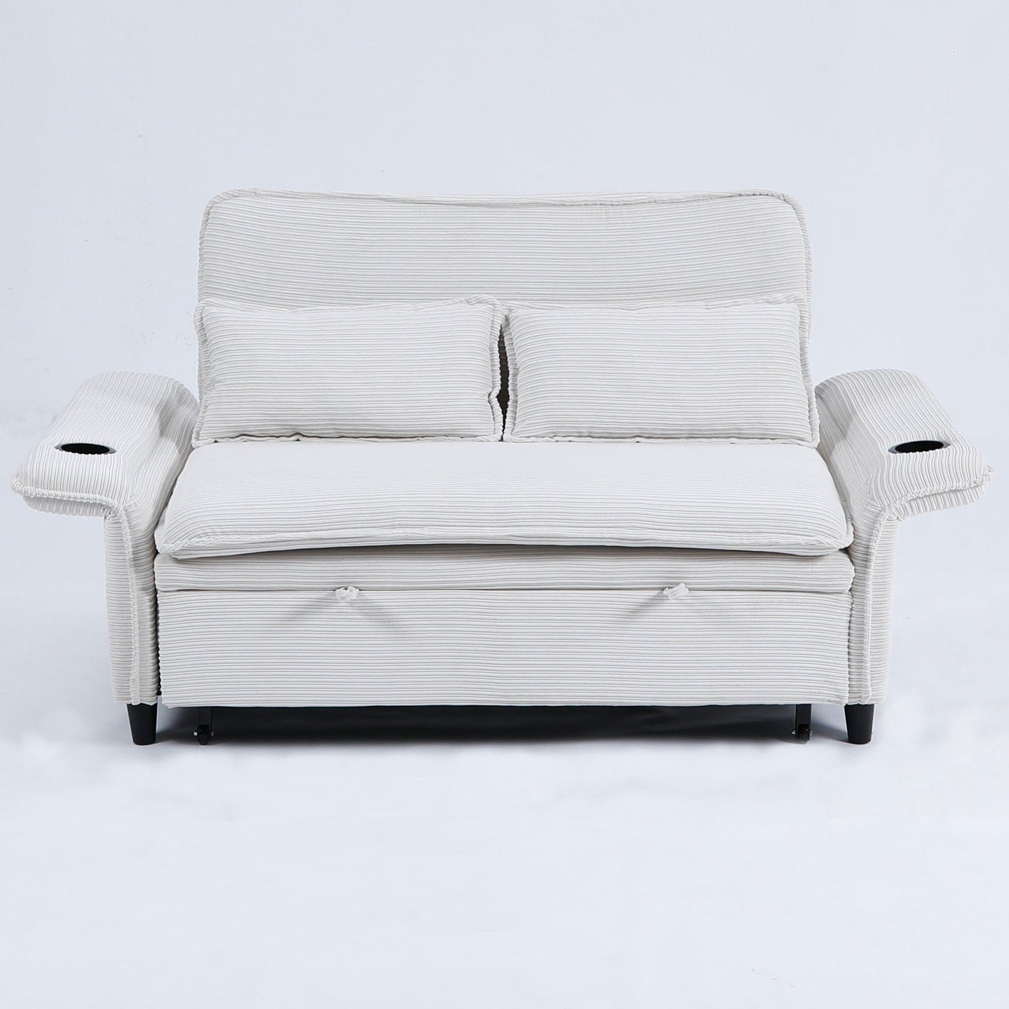 65.74-inch pink letter striped fabric multi-functional sofa bed,armrests and backrests are adjustable