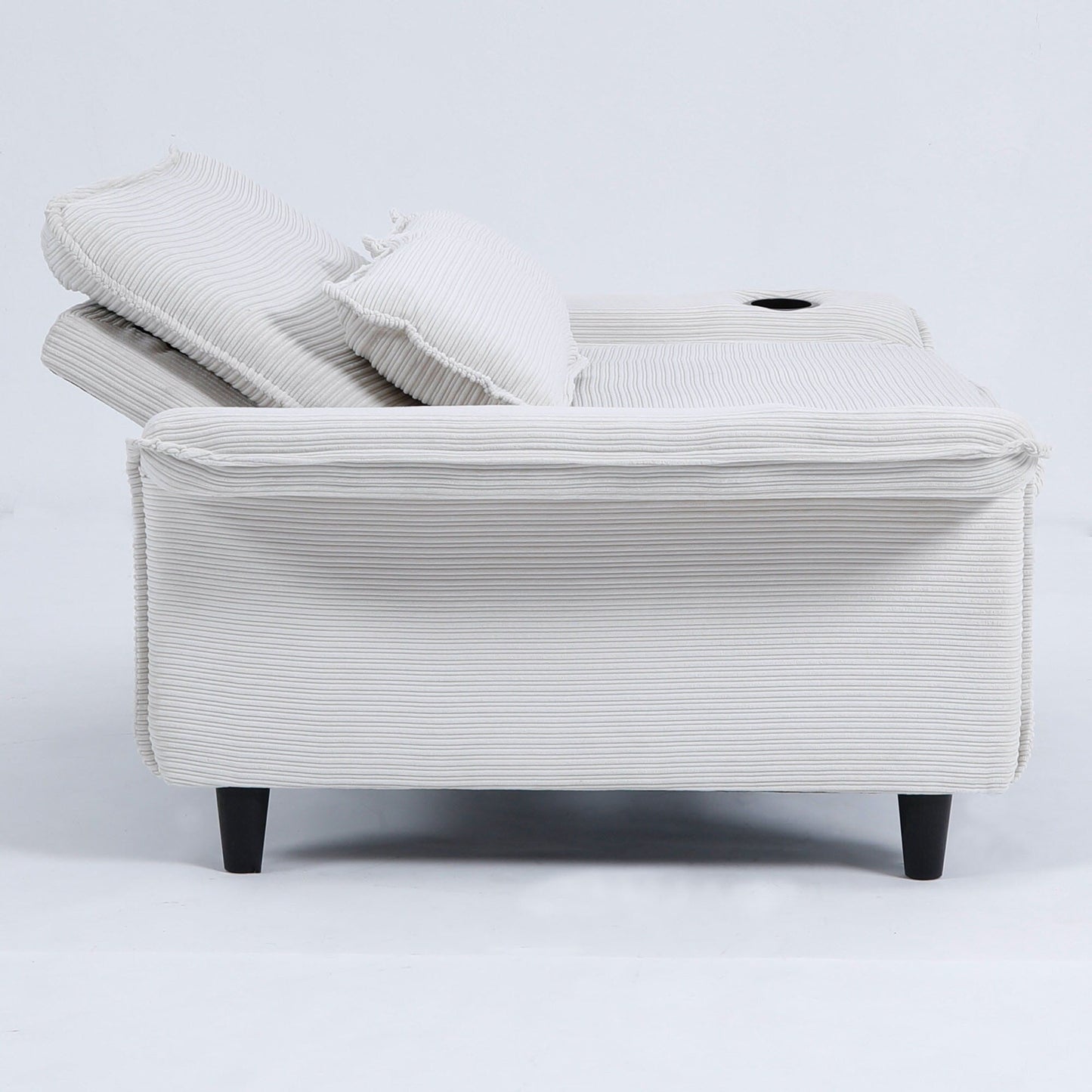 65.74-inch pink letter striped fabric multi-functional sofa bed,armrests and backrests are adjustable