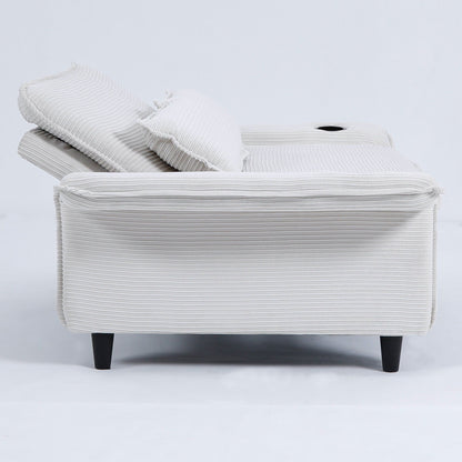 65.74-inch pink letter striped fabric multi-functional sofa bed,armrests and backrests are adjustable