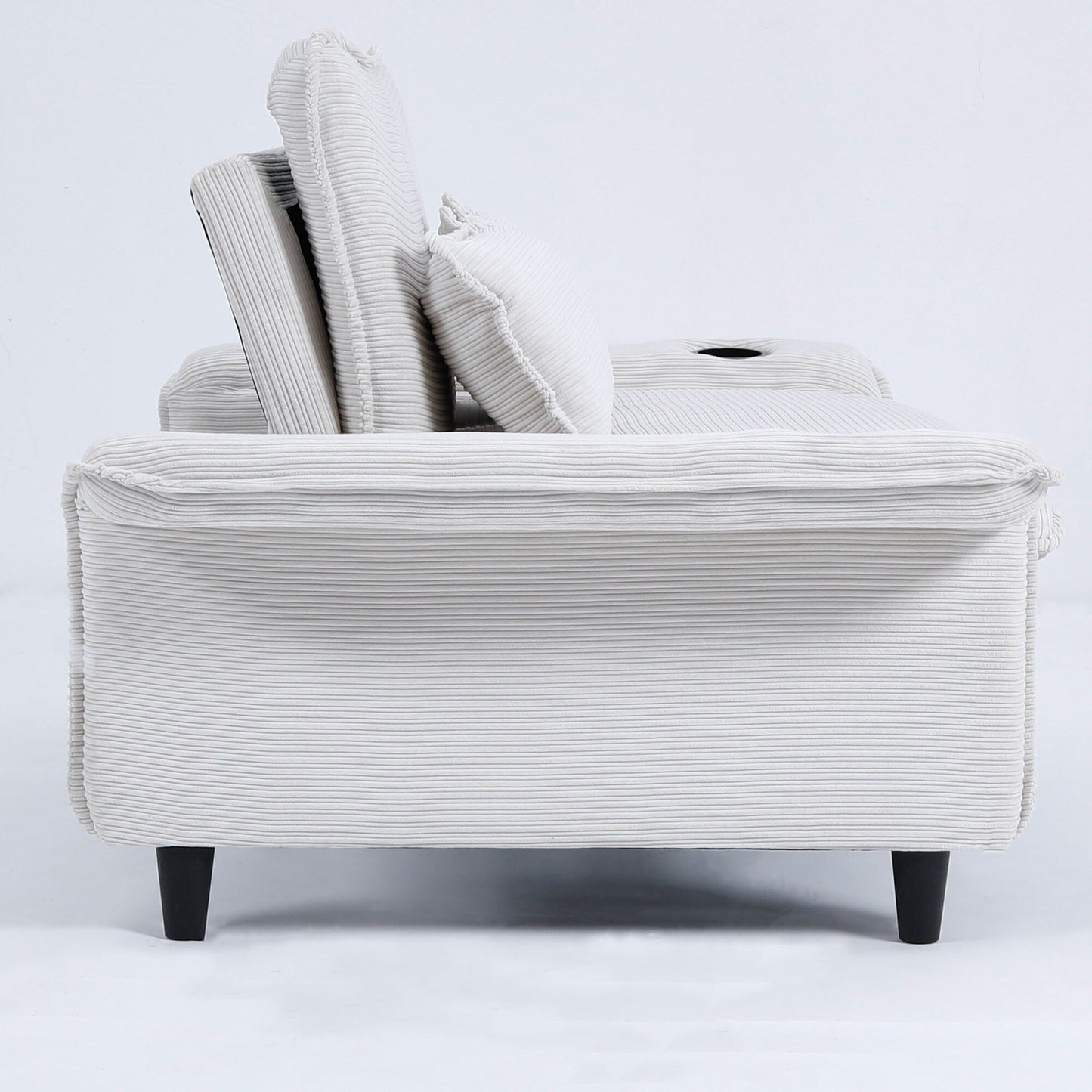 65.74-inch pink letter striped fabric multi-functional sofa bed,armrests and backrests are adjustable