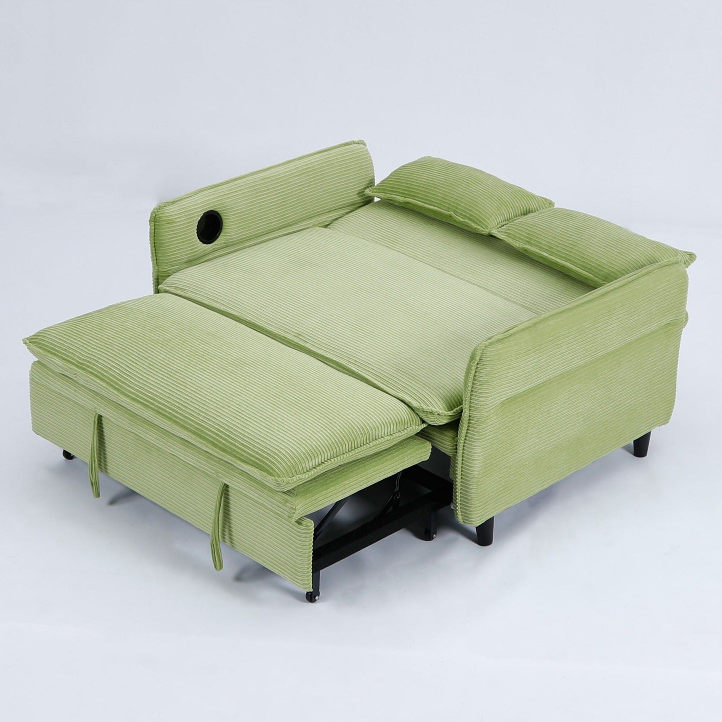 65.74-inch pink letter striped fabric multi-functional sofa bed,armrests and backrests are adjustable